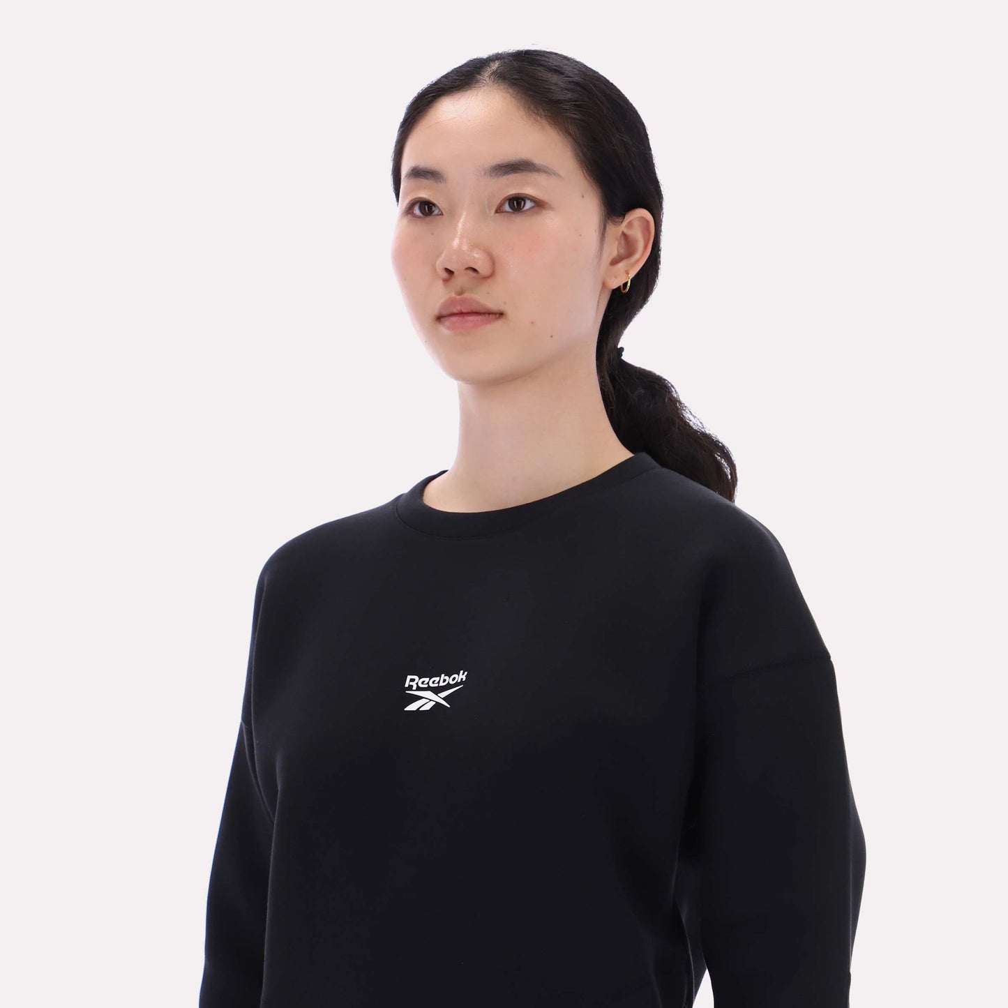 Reebok Apparel Women Reebok Small Logo Crew Sweatshirt BLACK