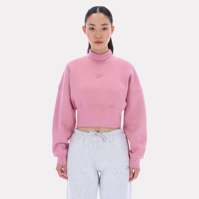 Reebok Apparel Women High Neck Cropped Sweatshirt DUSTY ROSE