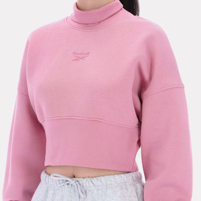 Reebok Apparel Women High Neck Cropped Sweatshirt DUSTY ROSE