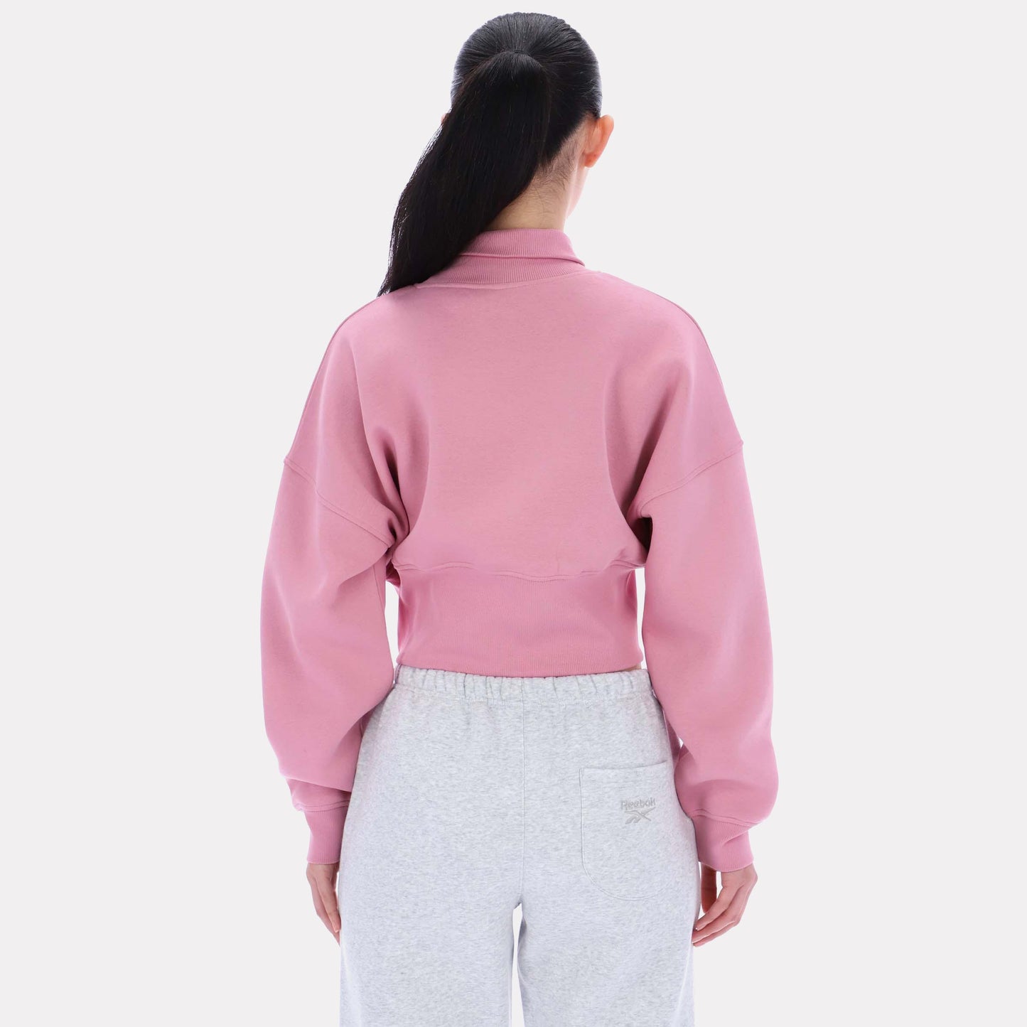 Reebok Apparel Women High Neck Cropped Sweatshirt DUSTY ROSE