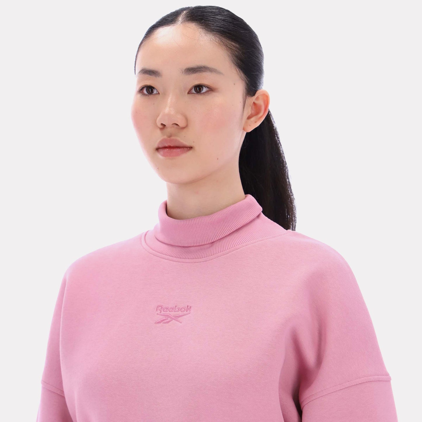 Reebok Apparel Women High Neck Cropped Sweatshirt DUSTY ROSE
