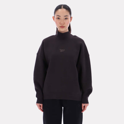 Reebok Apparel Women Longline Roll Neck Sweatshirt WASHED BLACK