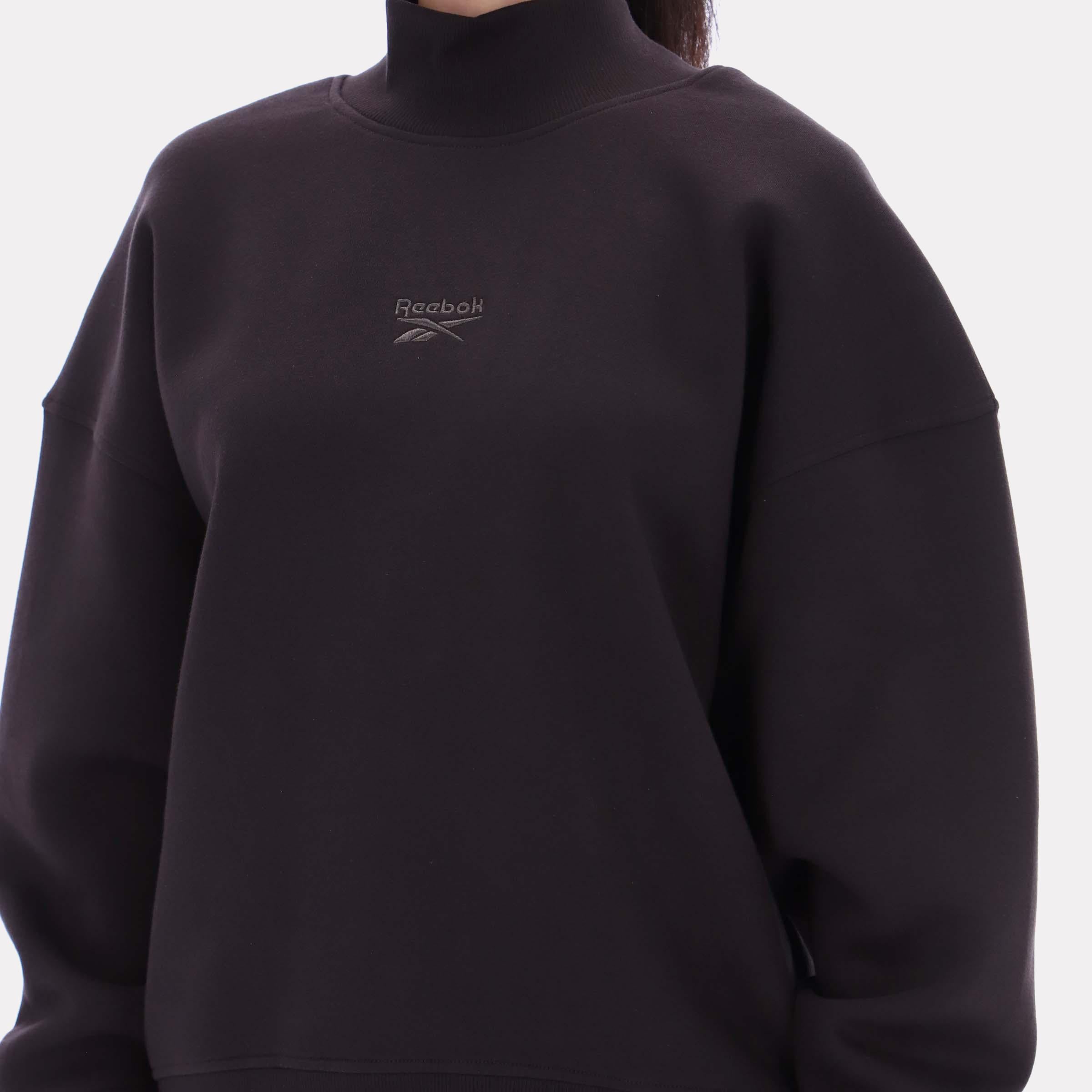 Reebok Apparel Women Longline Roll Neck Sweatshirt WASHED BLACK