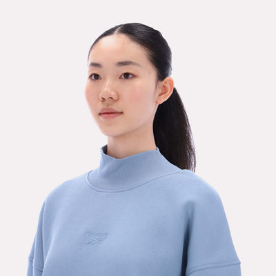 Reebok Apparel Women Oversized Roll Neck Sweatshirt LEISURE BLUE