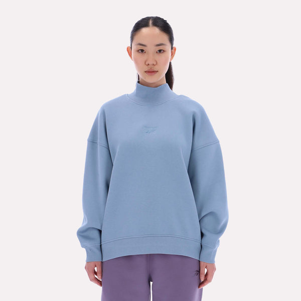 Women's Longline Roll Neck Sweatshirt — Leisure Blue