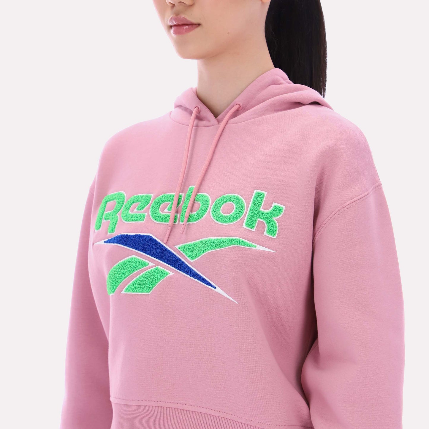 REEBOK APPAREL WOMEN Triple Boucle Logo Hoodie DUSTY ROSE