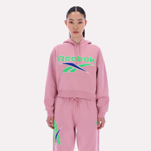 REEBOK APPAREL WOMEN Triple Boucle Logo Hoodie DUSTY ROSE