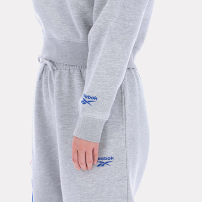 Reebok Apparel Women Triple Boucle Logo Hoodie LIGHT GREY MARL