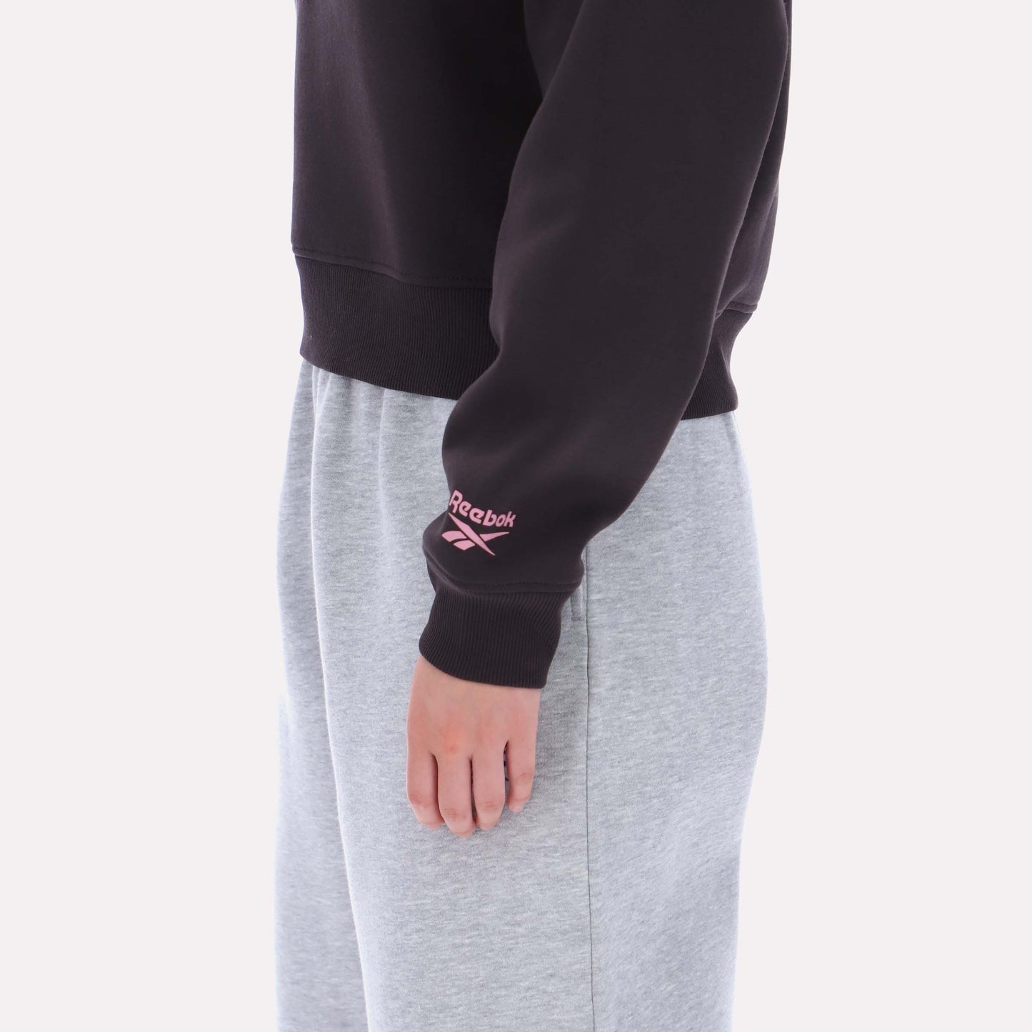 REEBOK APPAREL WOMEN Triple Boucle Logo Hoodie WASHED BLACK