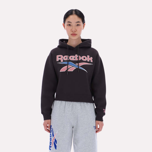 REEBOK APPAREL WOMEN Triple Boucle Logo Hoodie WASHED BLACK