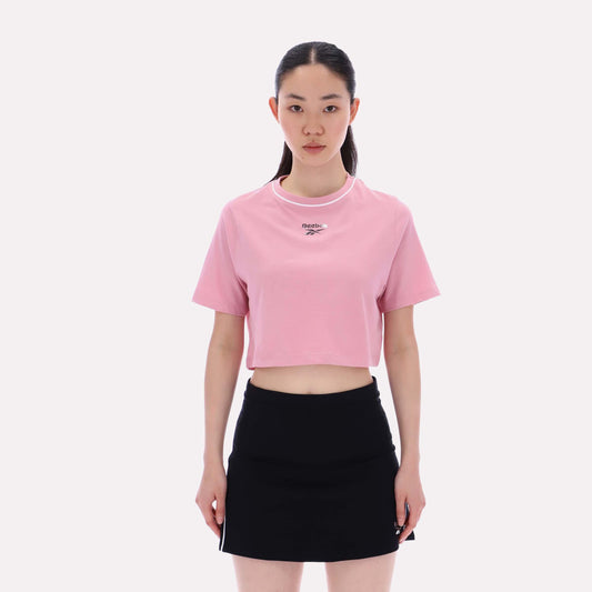 Reebok Apparel Women Cropped Small Logo T-Shirt DUSTY ROSE