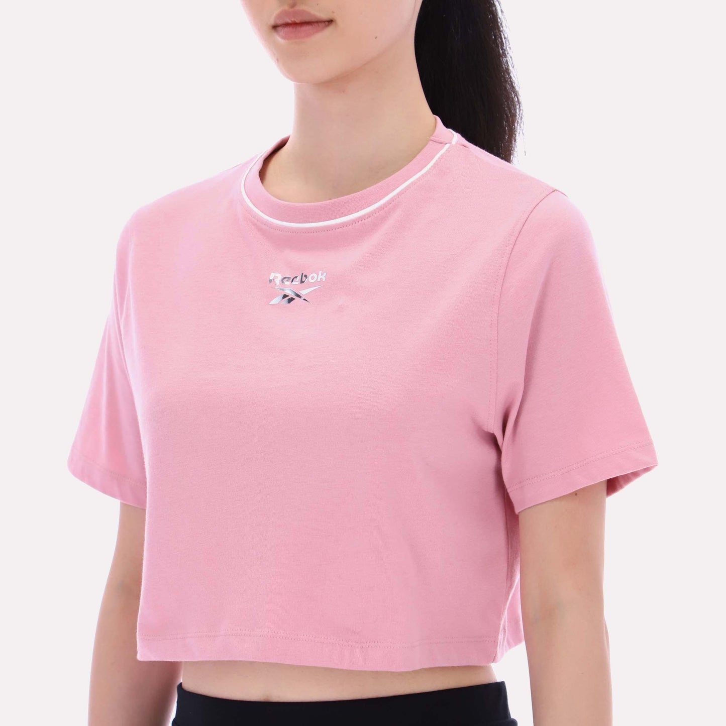 Reebok Apparel Women Cropped Small Logo T-Shirt DUSTY ROSE