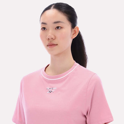 Reebok Apparel Women Cropped Small Logo T-Shirt DUSTY ROSE