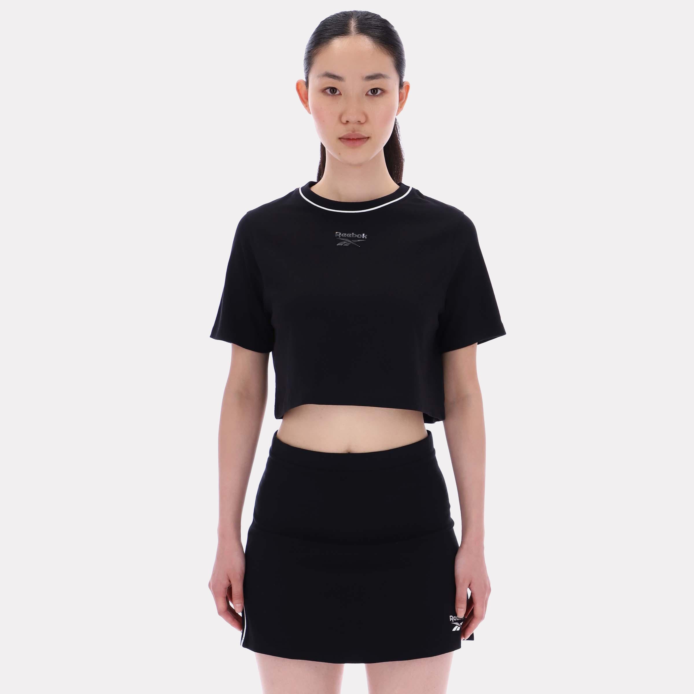 Reebok Apparel Women Cropped Small Logo T-Shirt BLACK – Reebok Canada