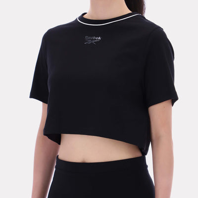 Reebok Apparel Women Cropped Small Logo T-Shirt BLACK