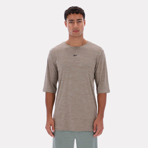 Reebok Apparel Men Relaxed Long Sleeve Yoga T-Shirt GRITTY GREY MARL