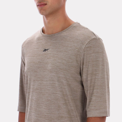 Reebok Apparel Men Relaxed Long Sleeve Yoga T-Shirt GRITTY GREY MARL