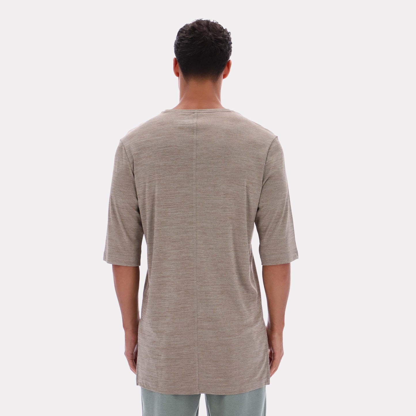 Reebok Apparel Men Relaxed Long Sleeve Yoga T-Shirt GRITTY GREY MARL