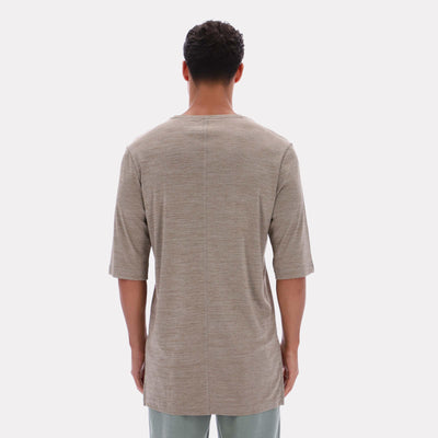 Reebok Apparel Men Relaxed Long Sleeve Yoga T-Shirt GRITTY GREY MARL