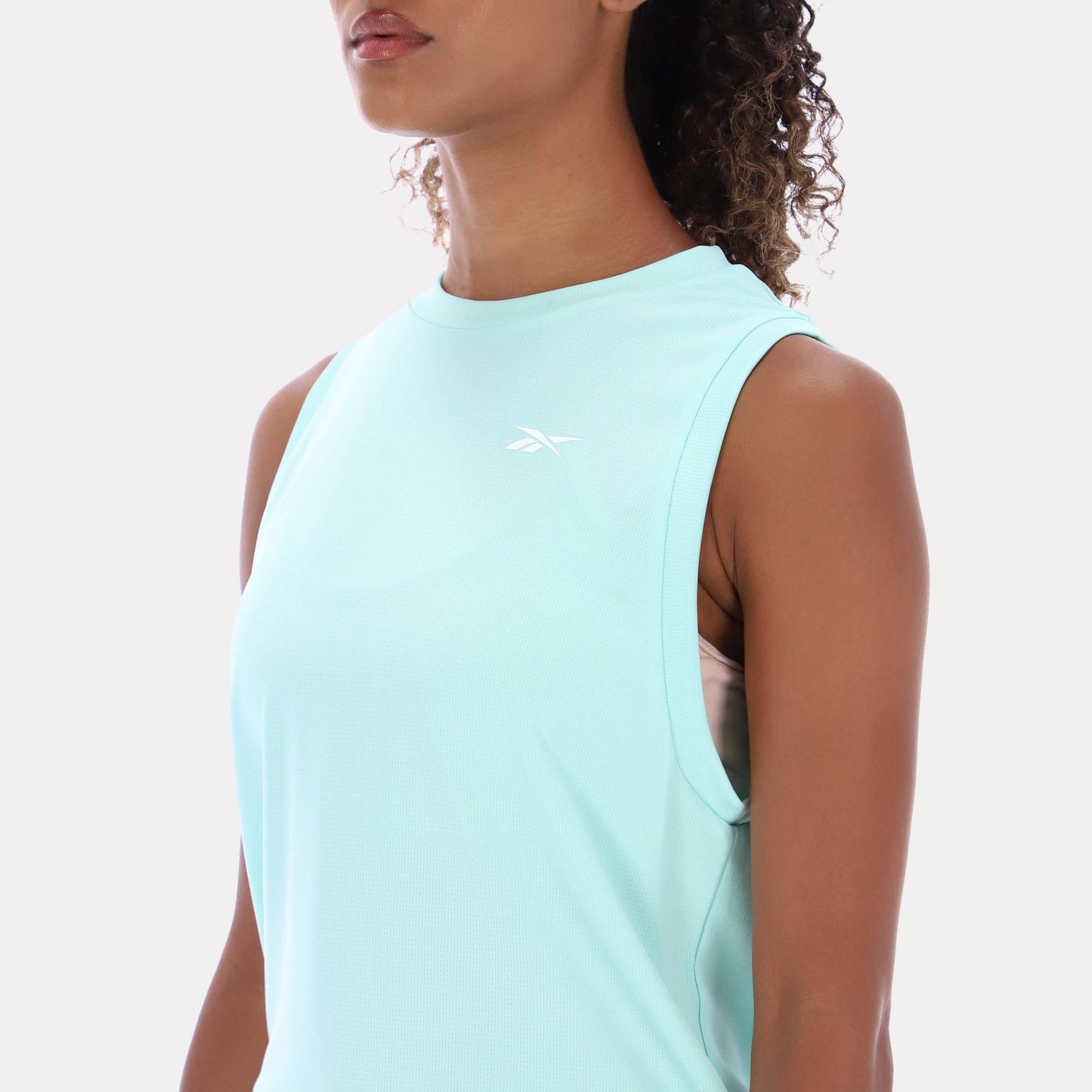 Reebok Apparel Women Basketball Ready Mesh Tank GLITCH AQUA