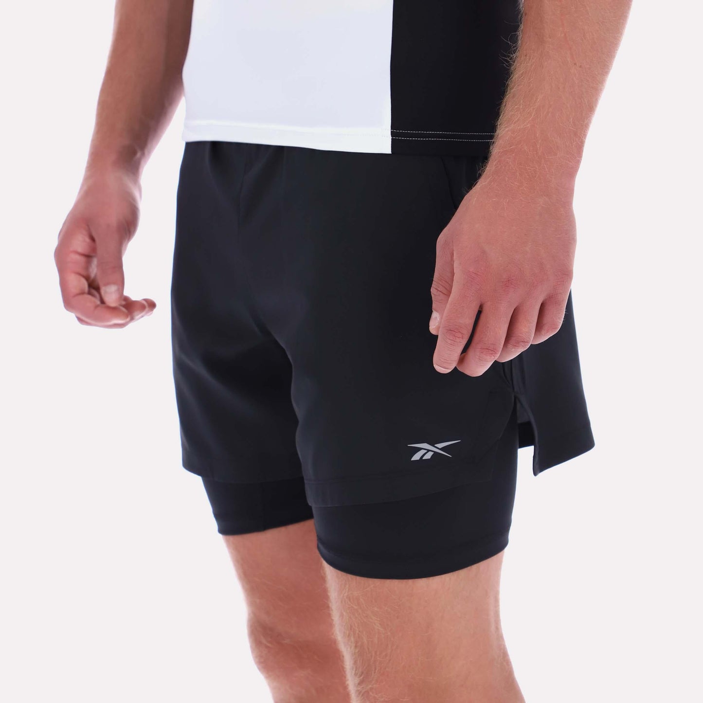 Reebok Apparel Men 2-in-1 RBK-Dry Running Shorts BLACK