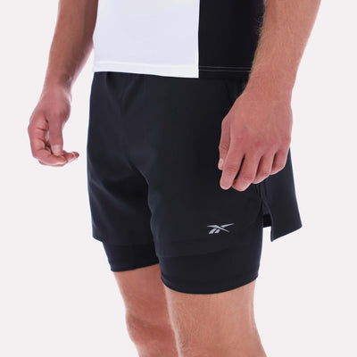 Reebok Apparel Men 2-in-1 RBK-Dry Running Shorts BLACK