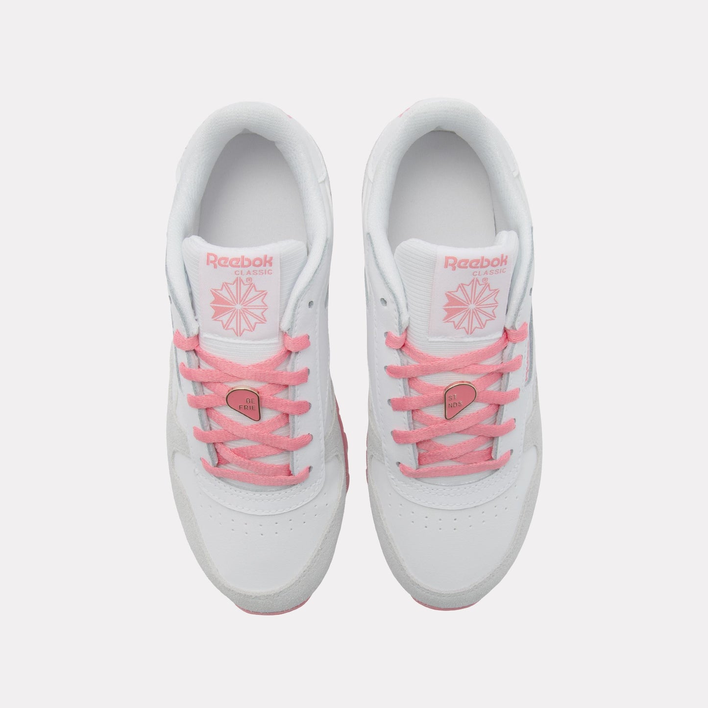 Reebok Footwear Kids Classic Leather Shoes - Grade School WHITE/MOON/PASSIONPINK