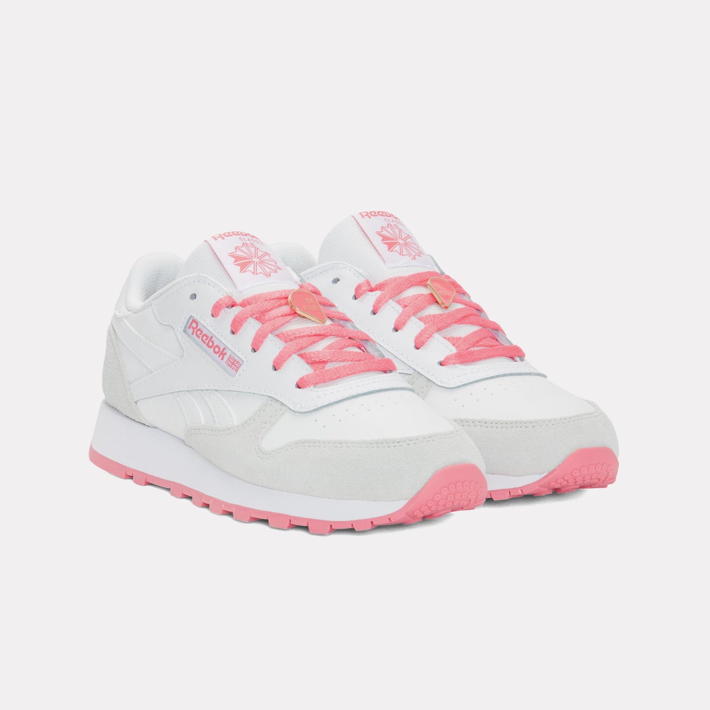 Reebok Footwear Kids Classic Leather Shoes - Grade School WHITE/MOON/PASSIONPINK