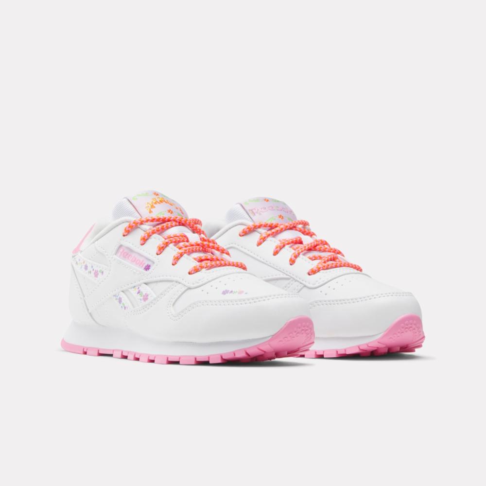 Reebok Footwear Kids Reebok x Dora the Explorer Classic Leather Shoes – Pre-School WHITE/WHITE/PLAYFUL PINK