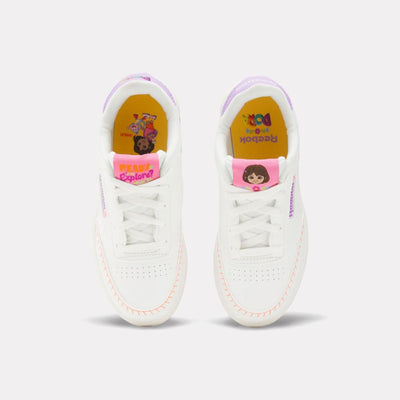 Reebok Footwear Kids Reebok x Dora the Explorer Club C Shoes – Pre-School CHALK/CHALK/DIGITAL PURPLE