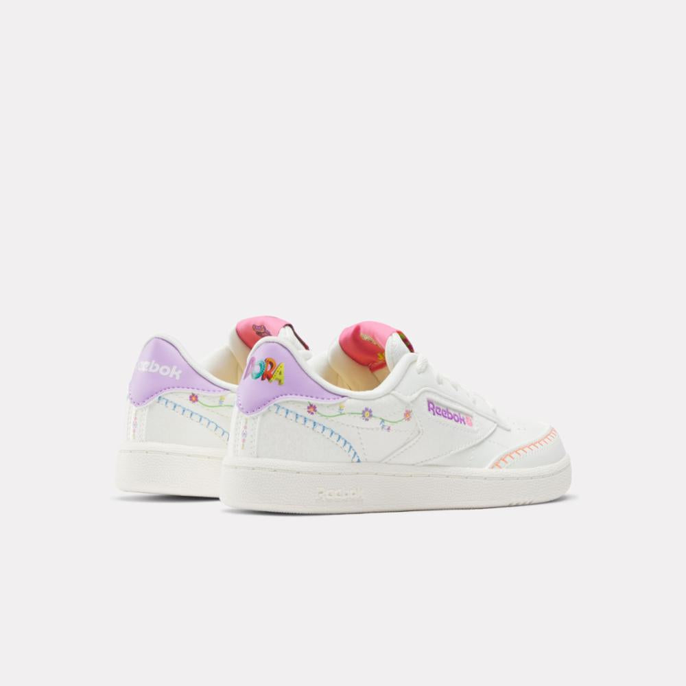 Reebok Footwear Kids Reebok x Dora the Explorer Club C Shoes – Pre-School CHALK/CHALK/DIGITAL PURPLE