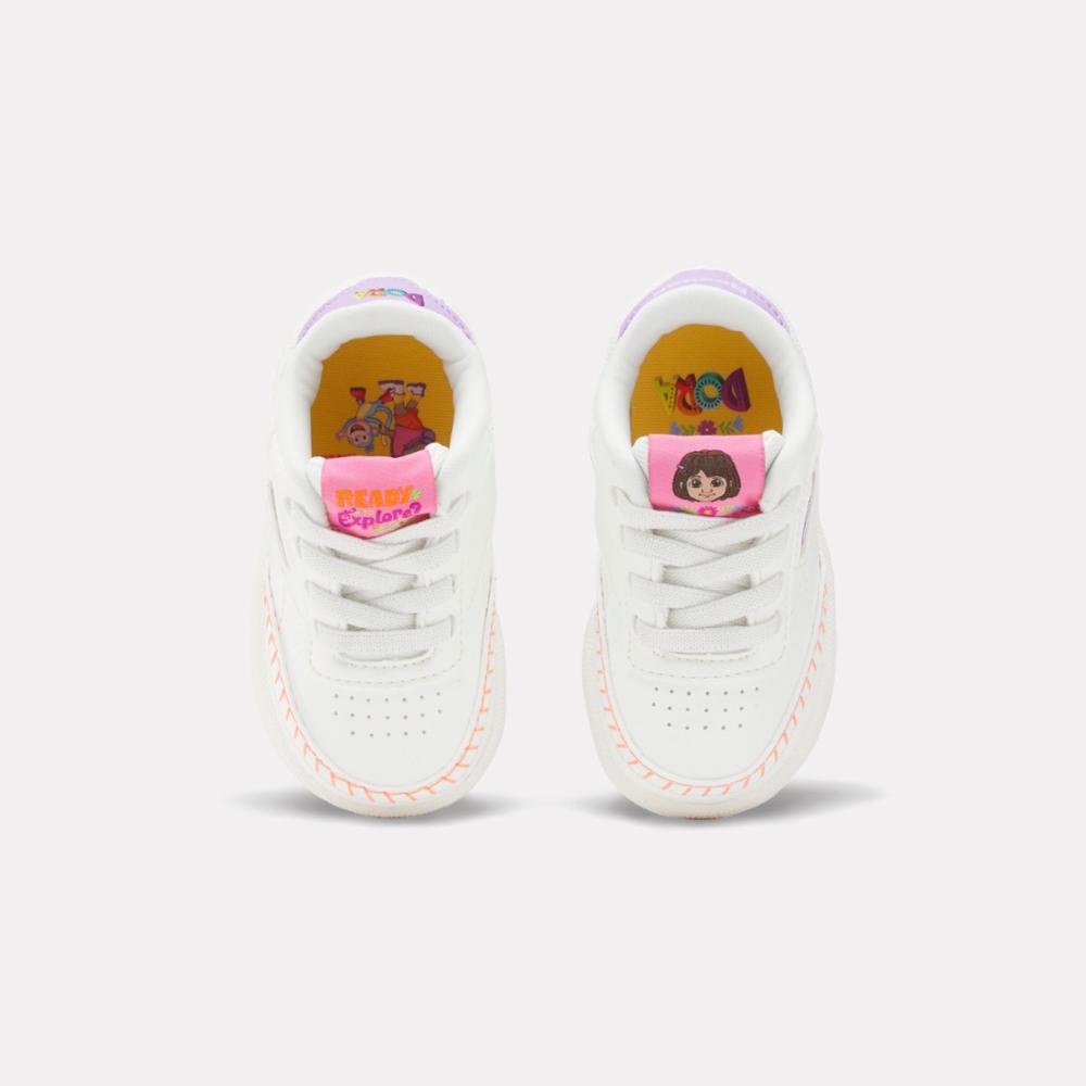 Reebok Footwear Kids Reebok x Dora the Explorer Club C Shoes - Baby & Toddler CHALK/CHALK/DIGITAL PURPLE