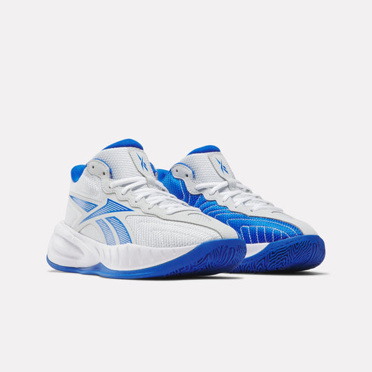 Reebok Footwear Kids Press Basketball Shoes - Grade School MOON/OPTIMUM BLUE/WHITE