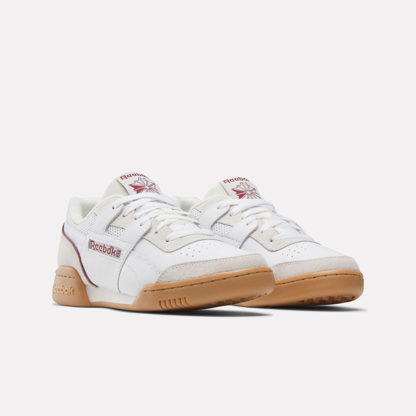 REEBOK FOOTWEAR UNISEX Workout Plus Shoes WHITE/CLASSICBURGUNDY/CHALK