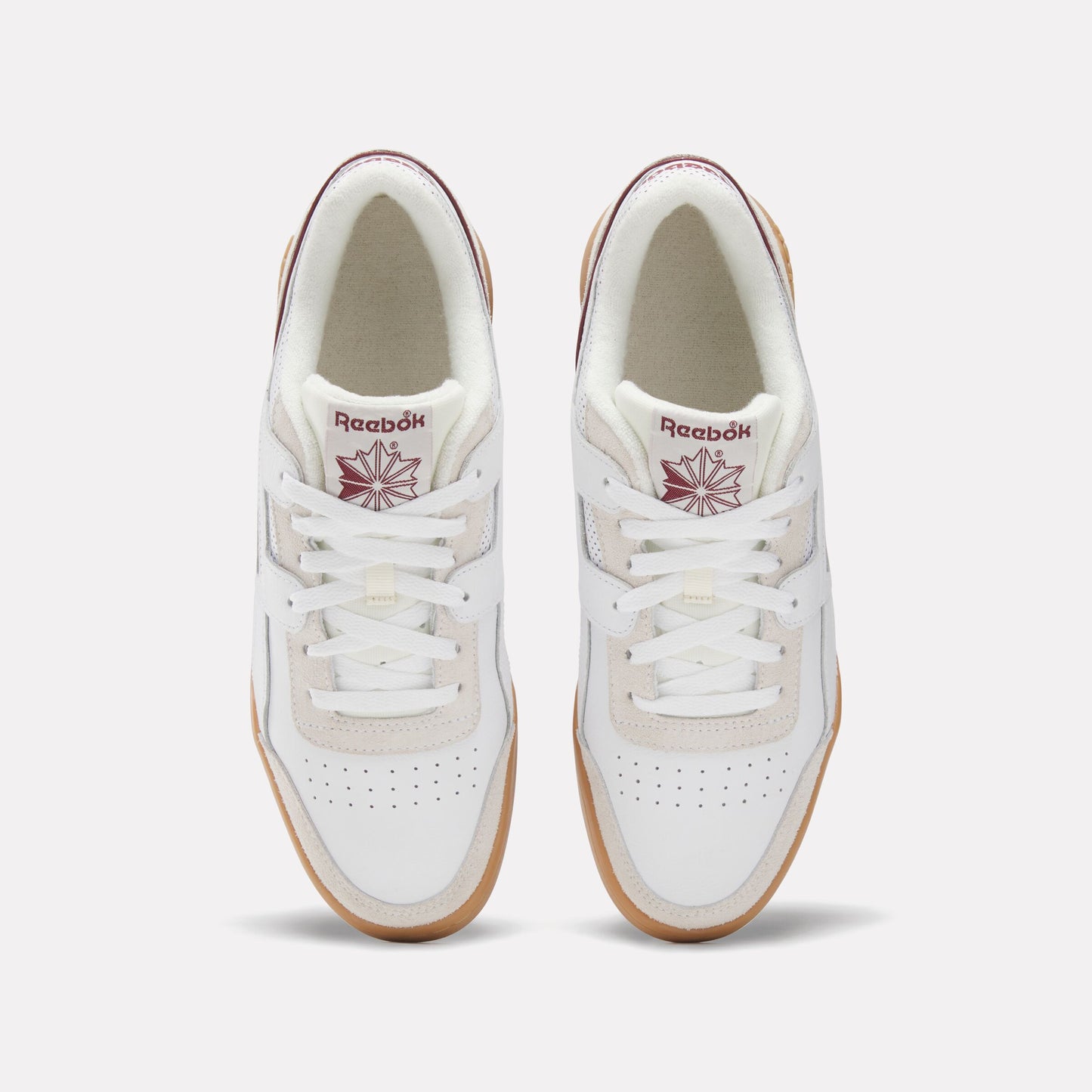 REEBOK FOOTWEAR UNISEX Workout Plus Shoes WHITE/CLASSICBURGUNDY/CHALK