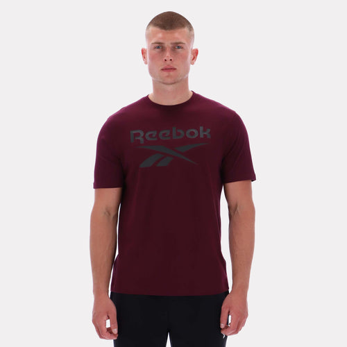 Reebok Apparel Men Big Logo Crewneck Short Sleeve Tee BLACK CHERRY