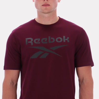Reebok Apparel Men Big Logo Crewneck Short Sleeve Tee BLACK CHERRY