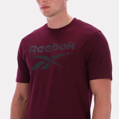 Reebok Apparel Men Big Logo Crewneck Short Sleeve Tee BLACK CHERRY