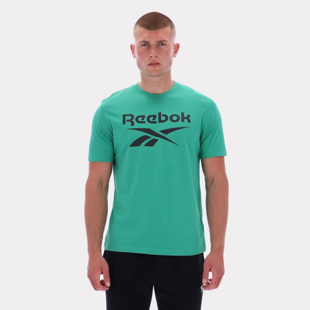 Reebok Apparel Men Big Logo Crewneck Short Sleeve Tee UPGRADE GREEN