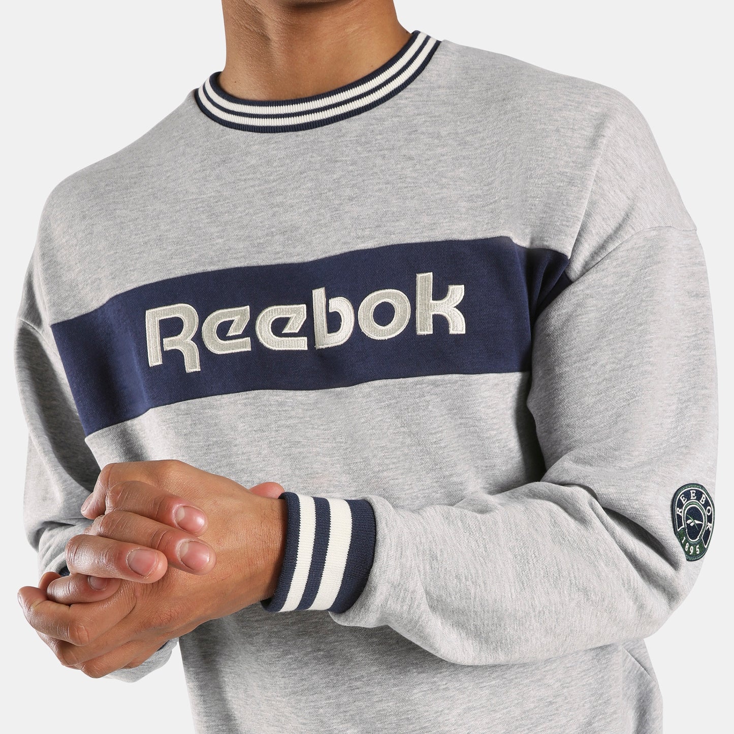 REEBOK APPAREL MEN Lawn Club Crew Sweatshirt ATHLETIC GREY MARL