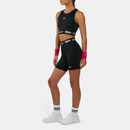 REEBOK APPAREL WOMEN ID Train Ruched Biker Shorts BLACK