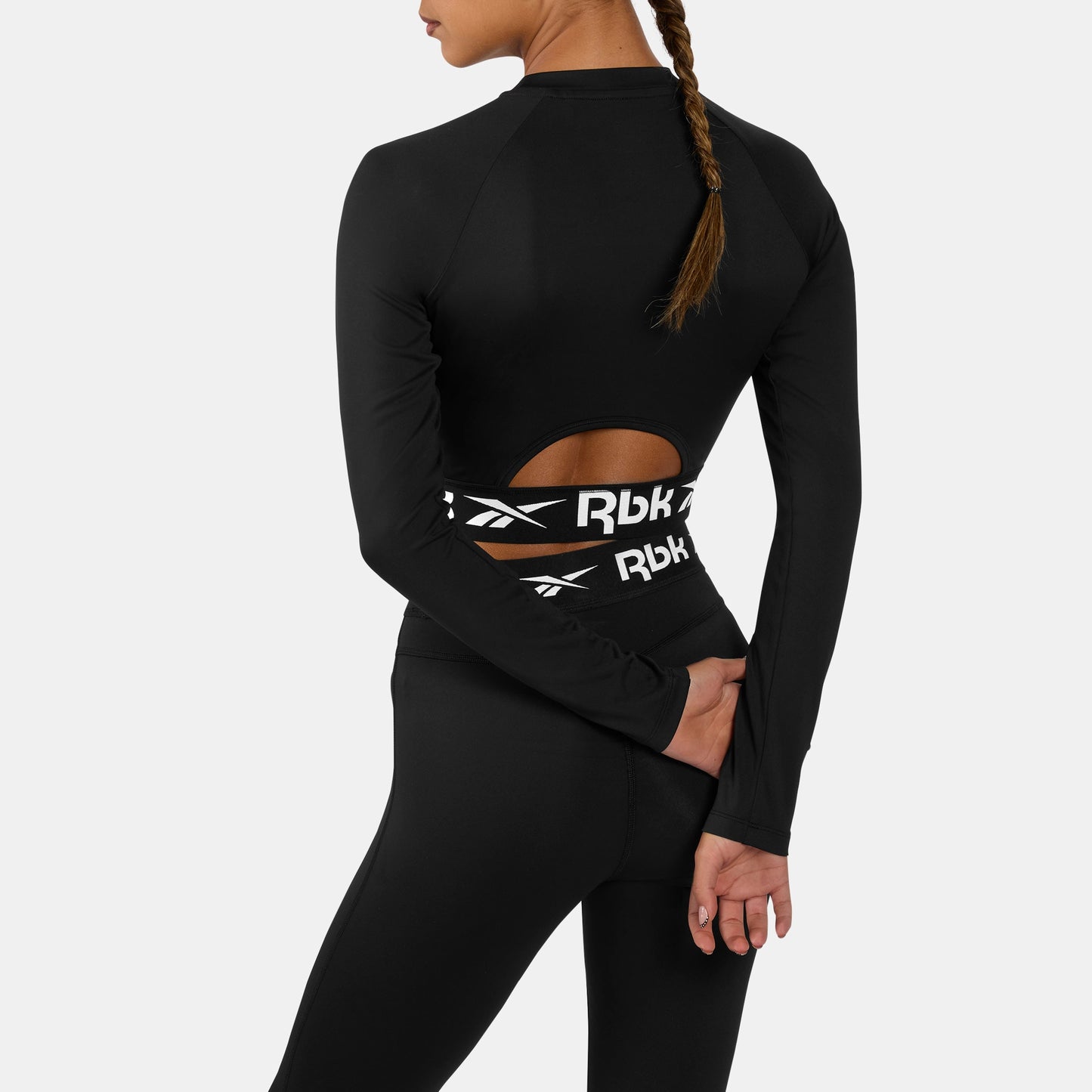 REEBOK APPAREL WOMEN ID Train Cutout Long Sleeve BLACK