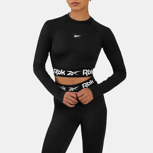 REEBOK APPAREL WOMEN ID Train Cutout Long Sleeve BLACK