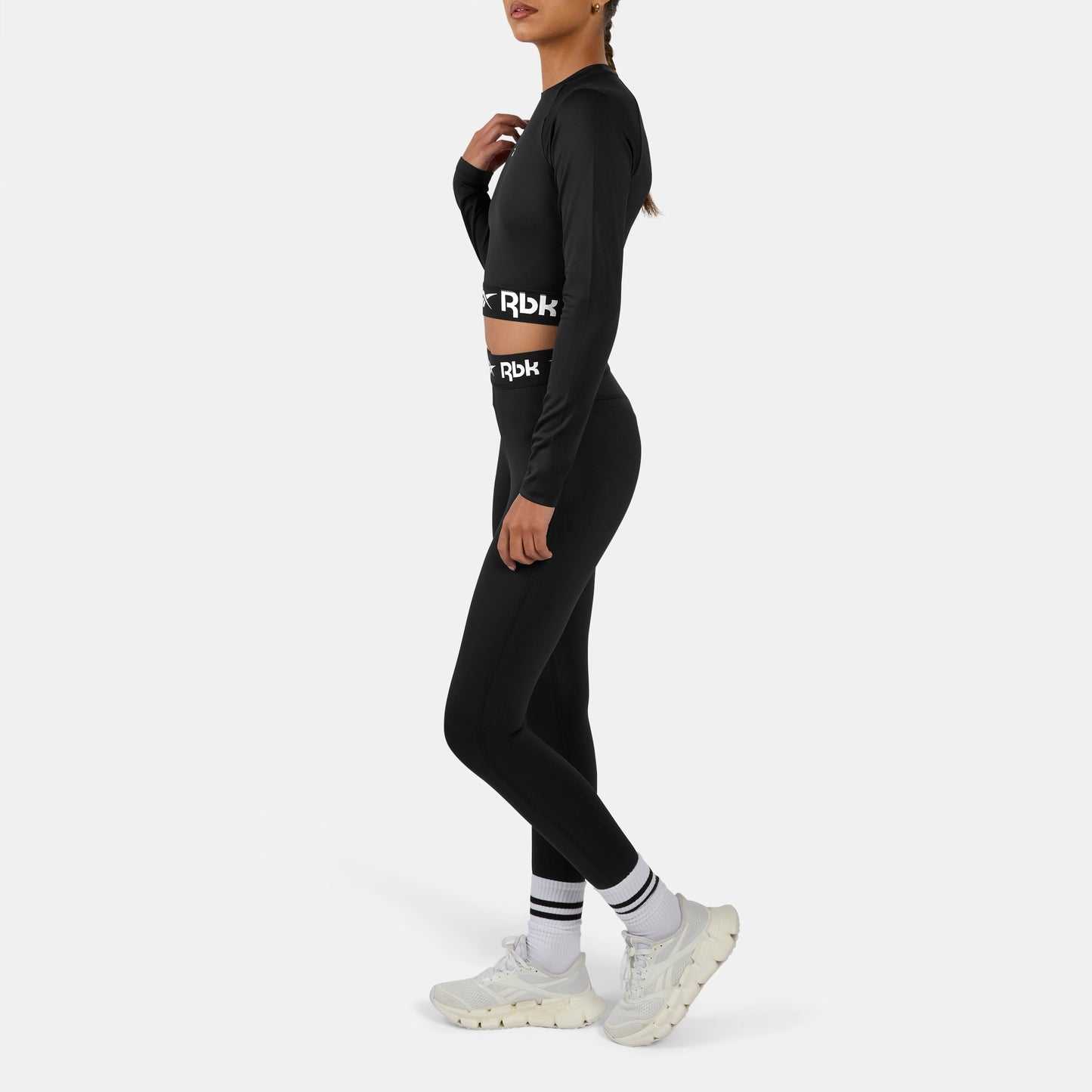 REEBOK APPAREL WOMEN ID Train Cutout Long Sleeve BLACK