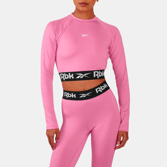 REEBOK APPAREL WOMEN ID Train Cutout Long Sleeve PLAYFUL PINK