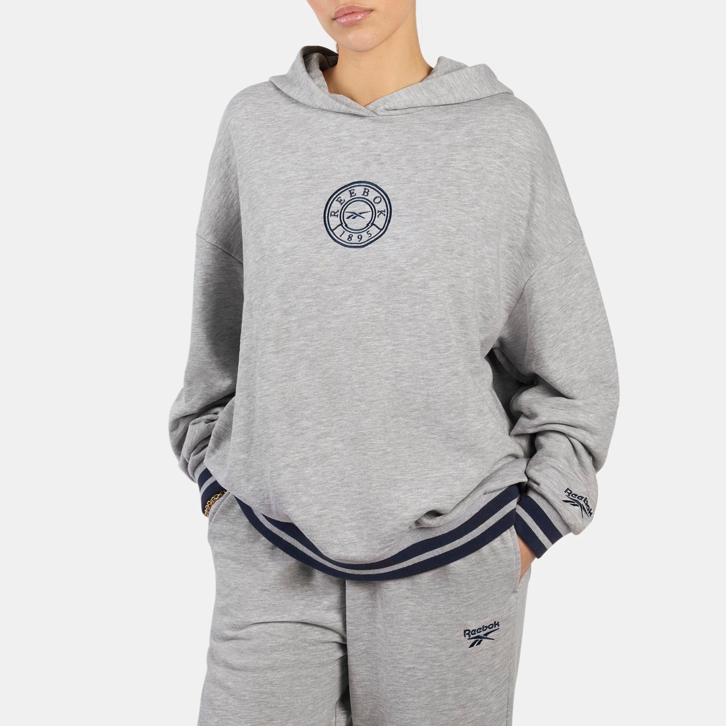 REEBOK APPAREL WOMEN Lawn Club Oversized Hoodie LIGHT GREY MARL