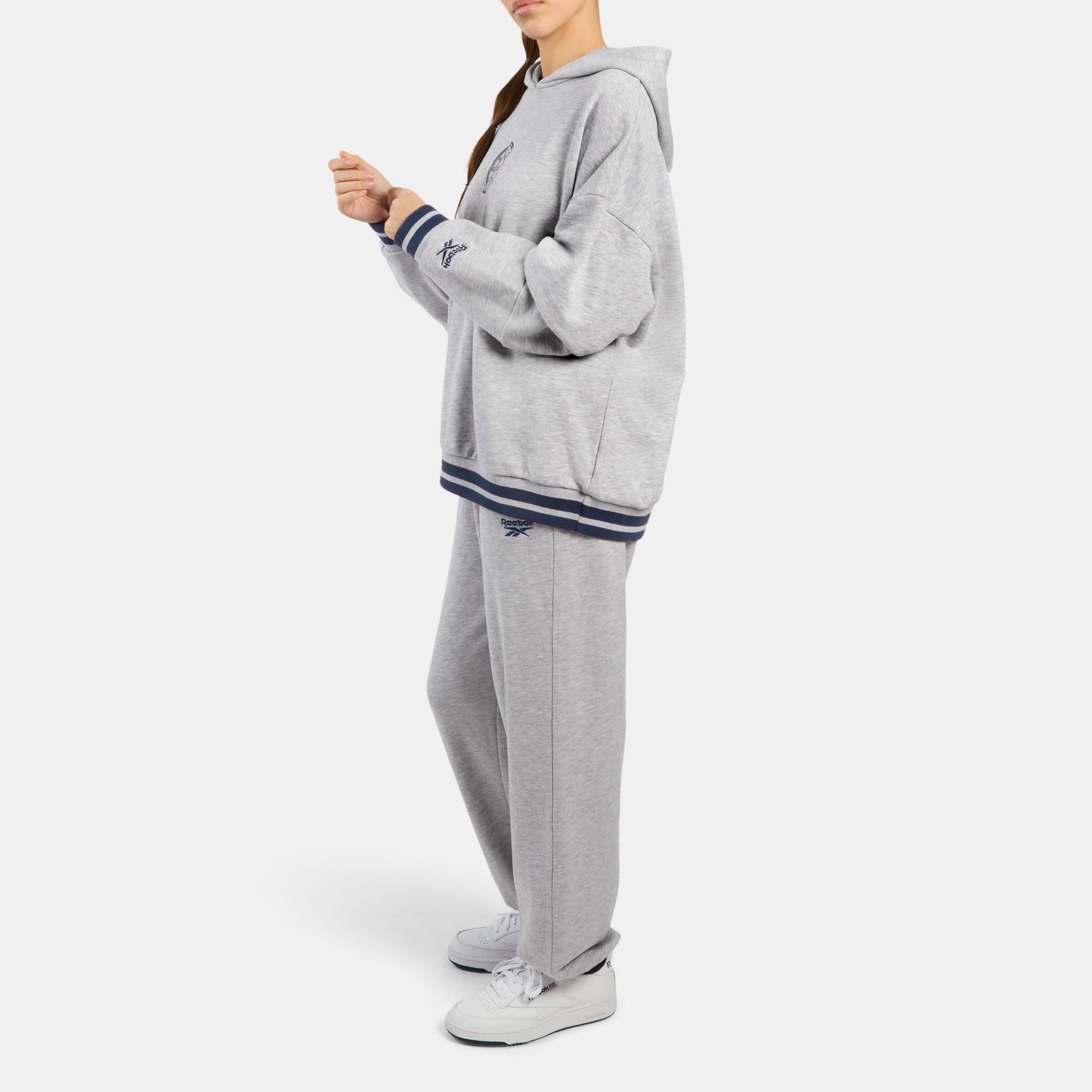 REEBOK APPAREL WOMEN Lawn Club Oversized Hoodie LIGHT GREY MARL