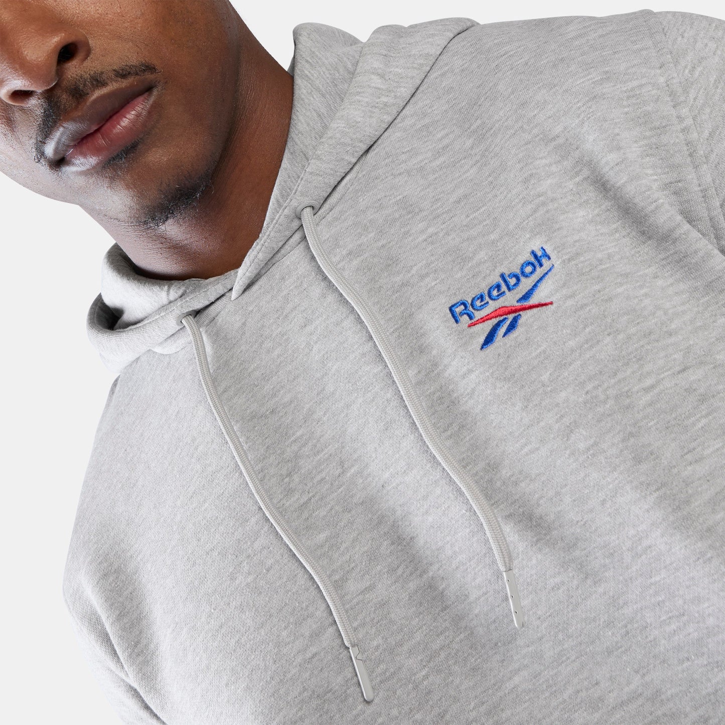 REEBOK APPAREL MEN ID Logo Fleece Hoodie LIGHT GREY MARL
