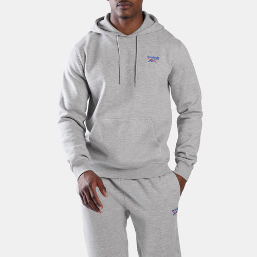 REEBOK APPAREL MEN ID Logo Fleece Hoodie LIGHT GREY MARL