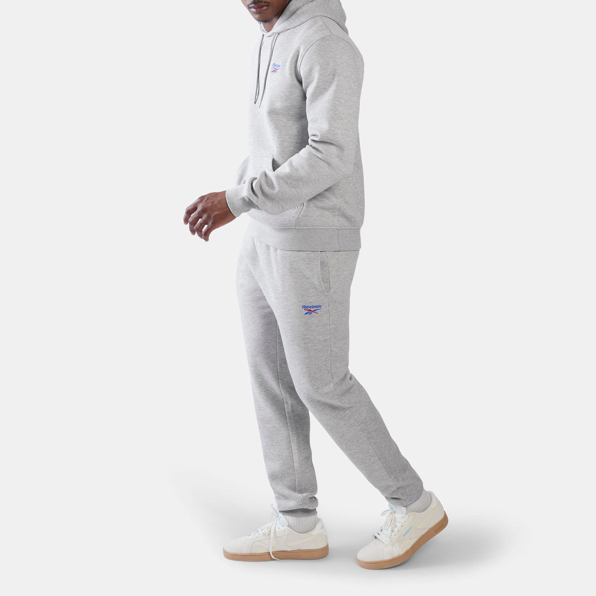 REEBOK APPAREL MEN ID Logo Fleece Hoodie LIGHT GREY MARL
